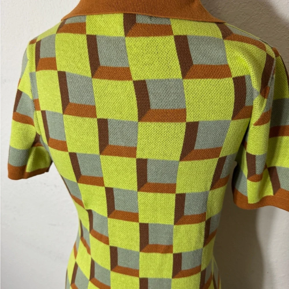 Another Girl Women's Retro Artsy Vintage Check Knit Mod Polo Dress size S - Picture 5 of 9